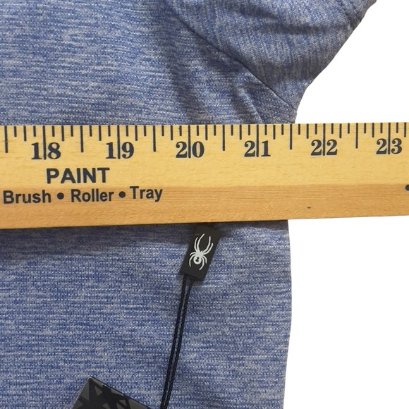 Spyder Active Shirt XL Heather Blue Cutout Back Reflective Pockets 4-way stretch - Picture 5 of 10